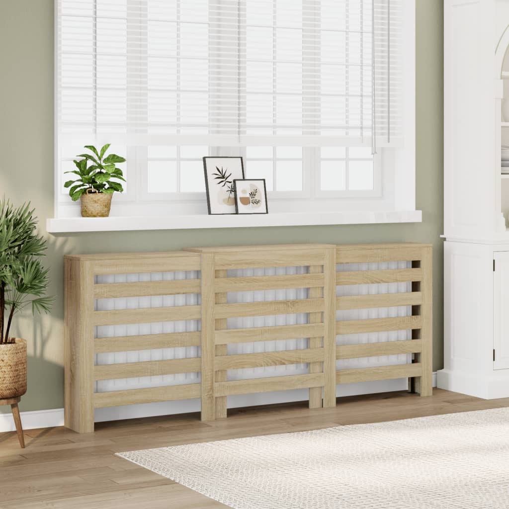 Radiatorombouw 205x21,5x83,5 cm bewerkt hout sonoma eikenkleur is nu te koop bij PeponiXL, paradijselijk wonen!