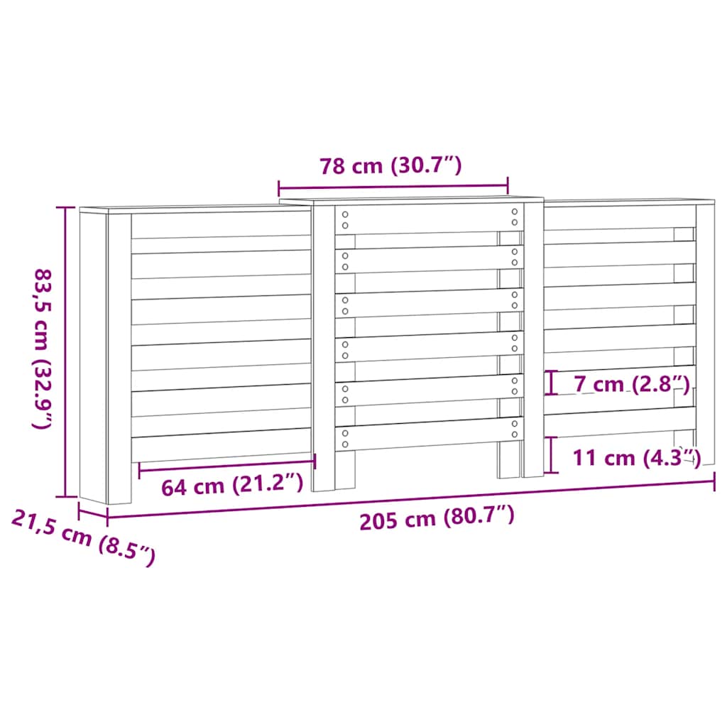 Radiatorombouw 205x21,5x83,5 cm bewerkt hout betongrijs is nu te koop bij PeponiXL, paradijselijk wonen!