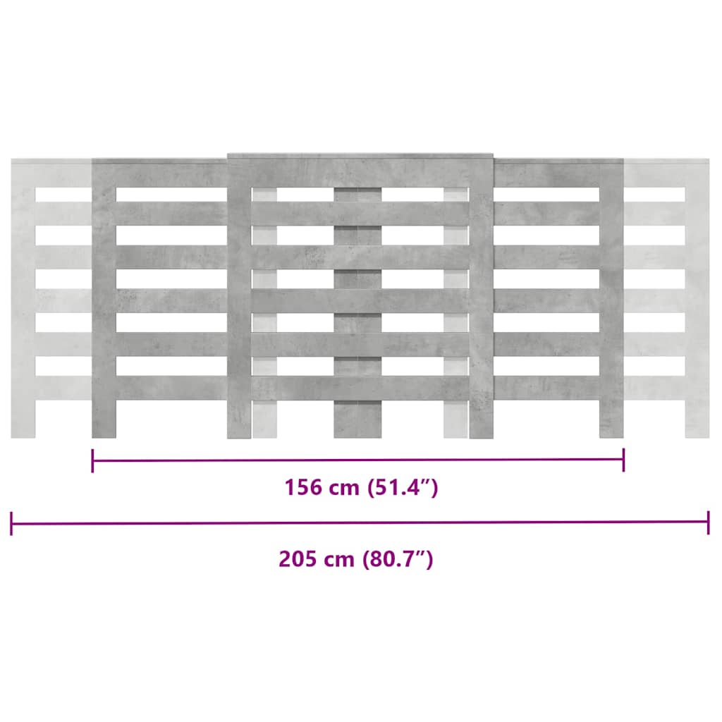 Radiatorombouw 205x21,5x83,5 cm bewerkt hout betongrijs is nu te koop bij PeponiXL, paradijselijk wonen!