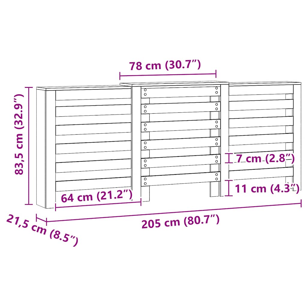 Radiatorombouw 205x21,5x83,5 cm bewerkt hout artisanaal eiken is nu te koop bij PeponiXL, paradijselijk wonen!