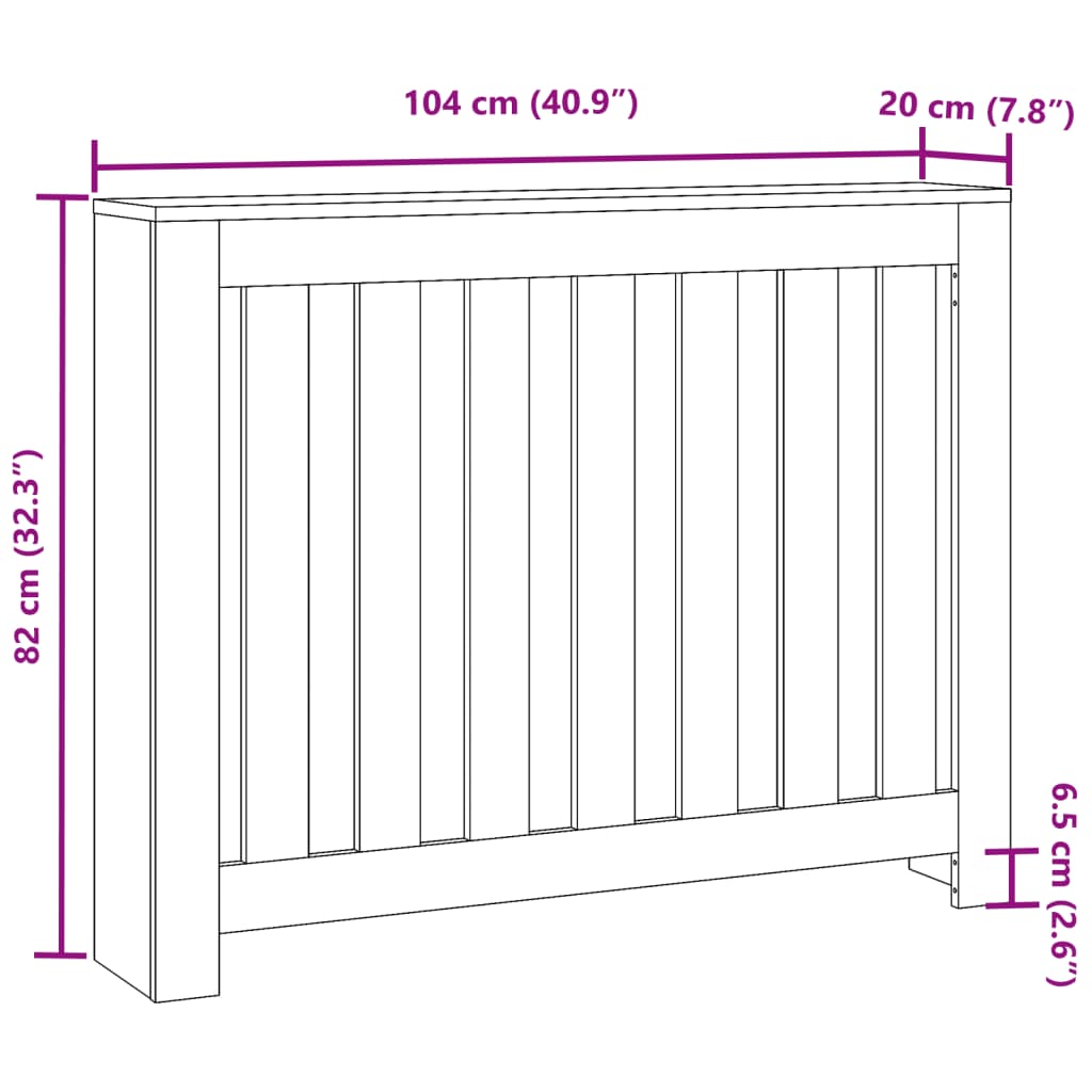 Radiatorombouw 104x20x82 cm bewerkt hout zwart is nu te koop bij PeponiXL, paradijselijk wonen!