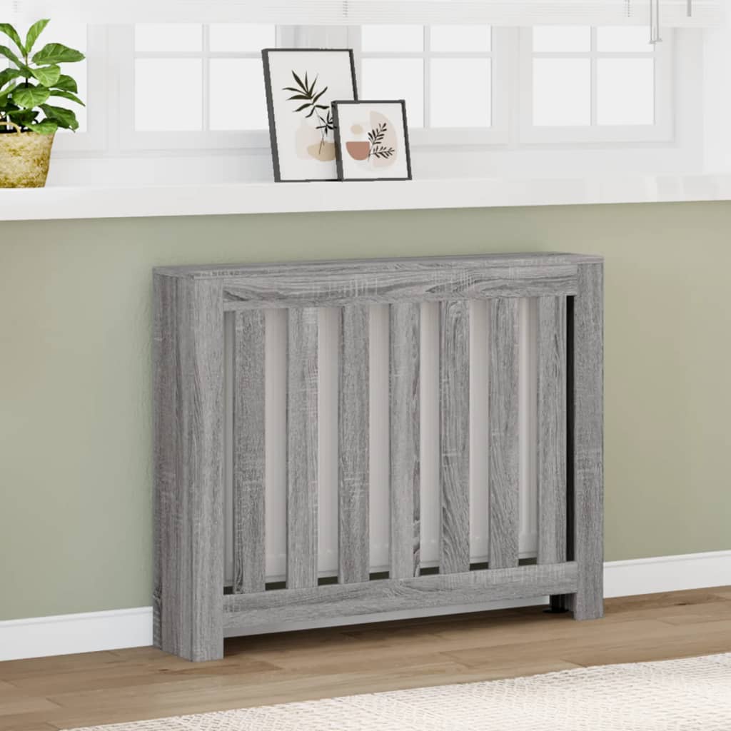 Radiatorombouw 104x20x82 cm bewerkt hout grijs sonoma eiken is nu te koop bij PeponiXL, paradijselijk wonen!