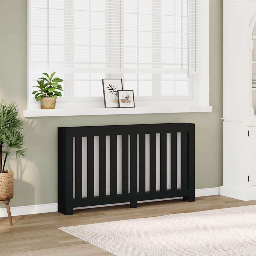 Radiatorombouw 149x20x82 cm bewerkt hout zwart is nu te koop bij PeponiXL, paradijselijk wonen!