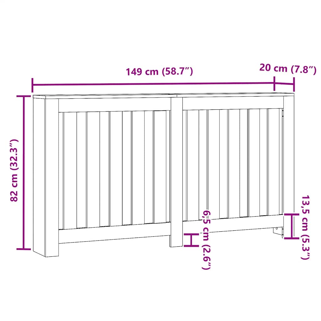 Radiatorombouw 149x20x82 cm bewerkt hout sonoma eikenkleurig is nu te koop bij PeponiXL, paradijselijk wonen!