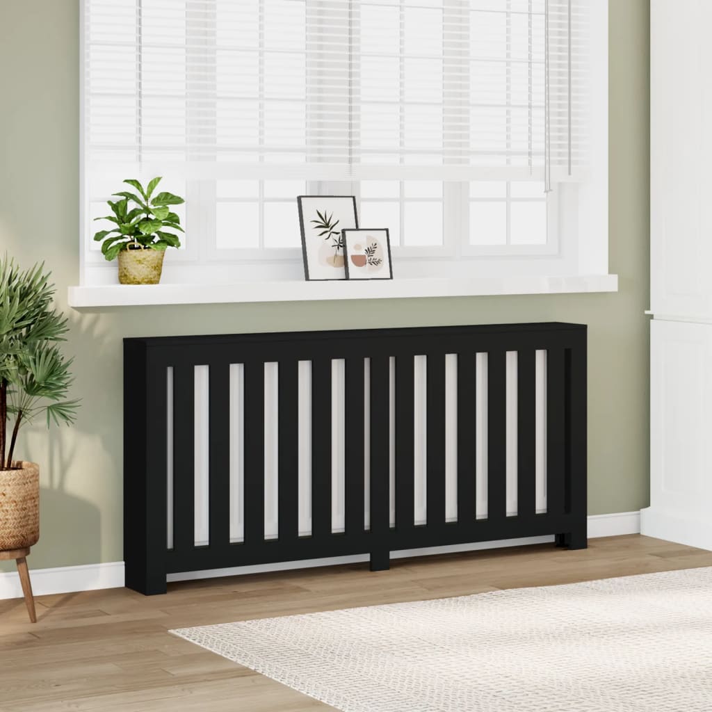 Radiatorombouw 175x20x82 cm bewerkt hout zwart is nu te koop bij PeponiXL, paradijselijk wonen!