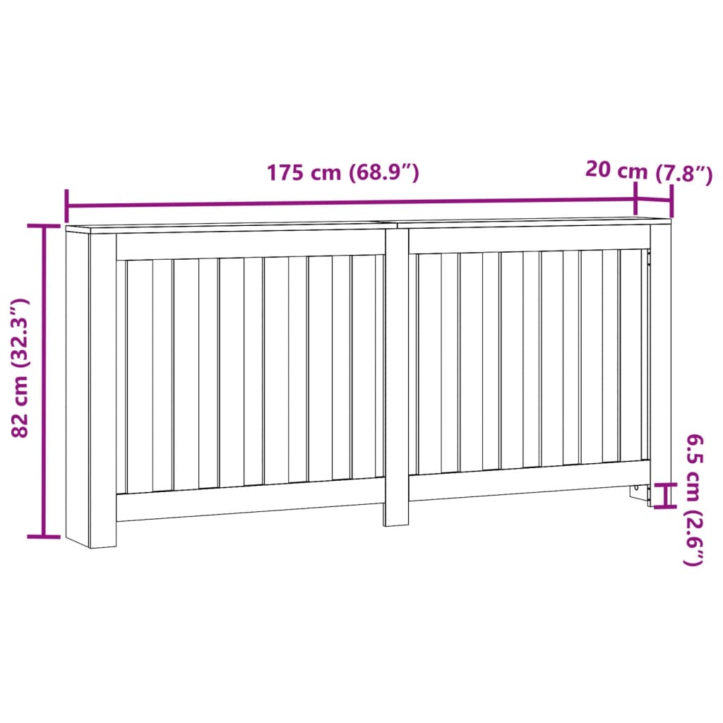 Radiatorombouw 175x20x82 cm bewerkt hout sonoma eikenkleurig is nu te koop bij PeponiXL, paradijselijk wonen!