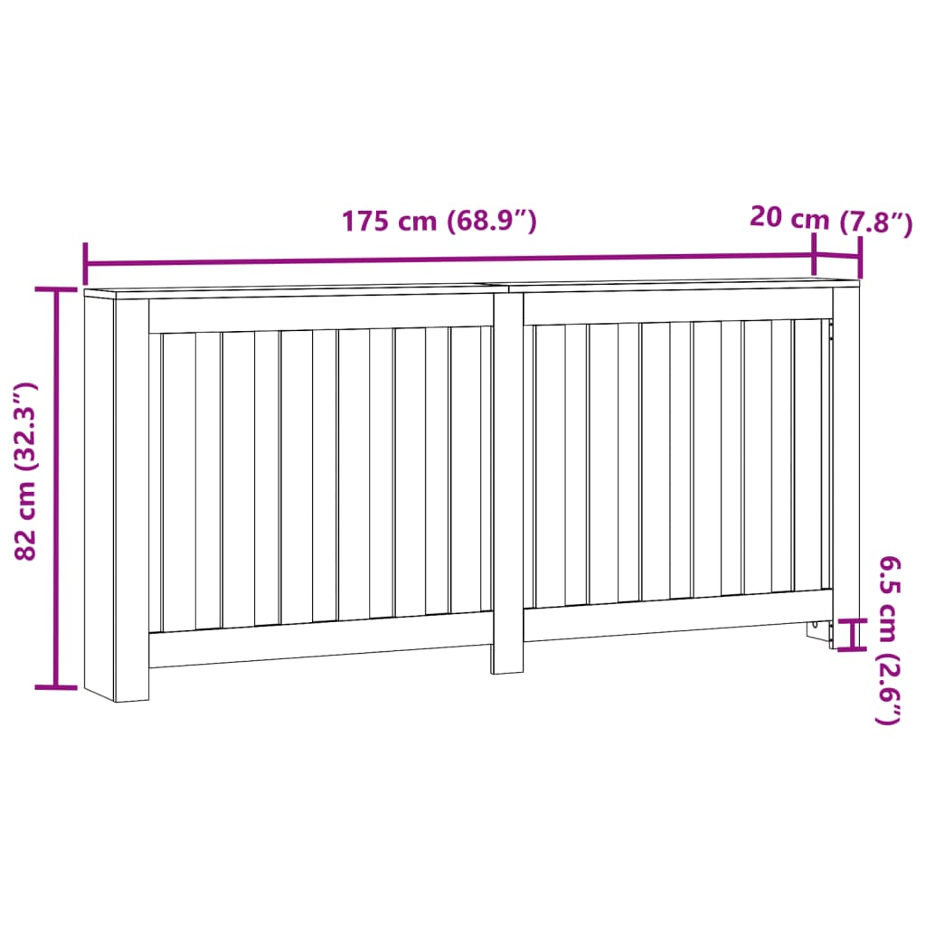 Radiatorombouw 175x20x82 cm bewerkt hout grijs sonoma eiken is nu te koop bij PeponiXL, paradijselijk wonen!