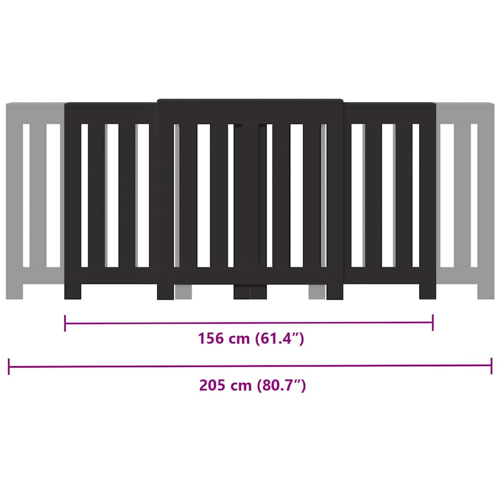 Radiatorombouw 205x21,5x83,5 cm bewerkt hout zwart is nu te koop bij PeponiXL, paradijselijk wonen!