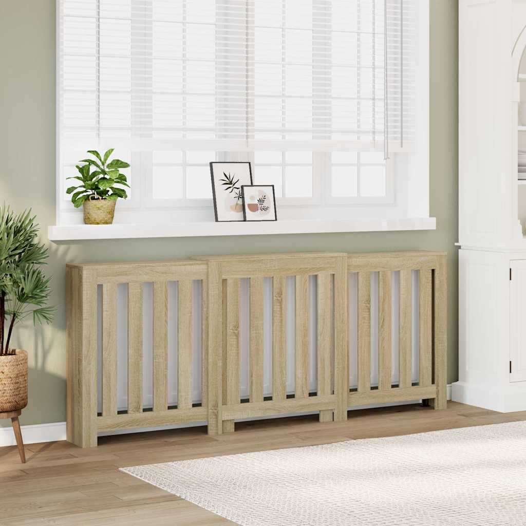 Radiatorombouw 205x21,5x83,5 cm bewerkt hout sonoma eikenkleur is nu te koop bij PeponiXL, paradijselijk wonen!