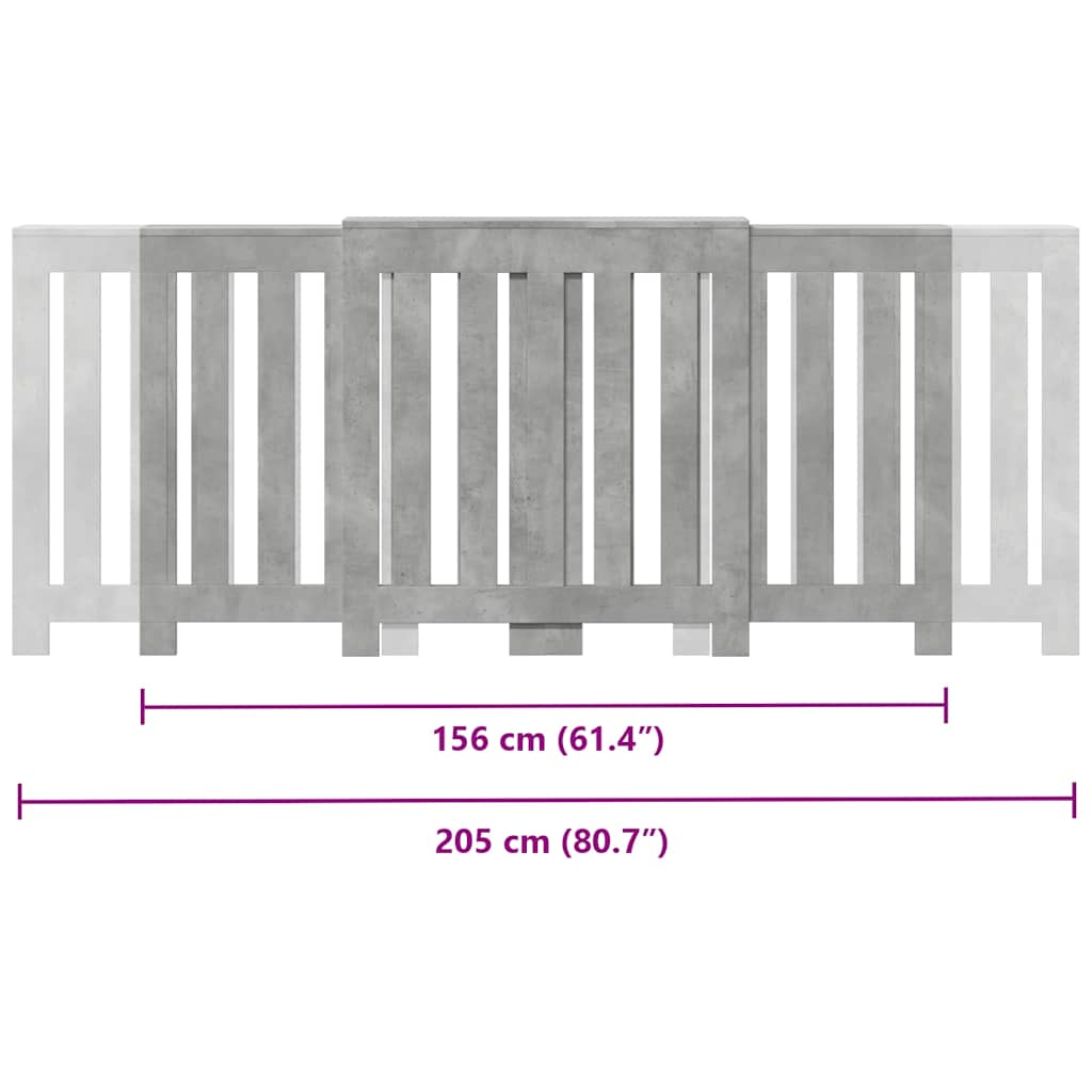Radiatorombouw 205x21,5x83,5 cm bewerkt hout betongrijs is nu te koop bij PeponiXL, paradijselijk wonen!