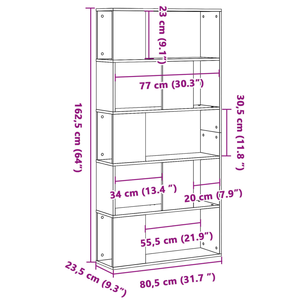 Boekenkast 5-laags 80,5x23,5x162,5 cm bewerkt hout wit is nu te koop bij PeponiXL, paradijselijk wonen!