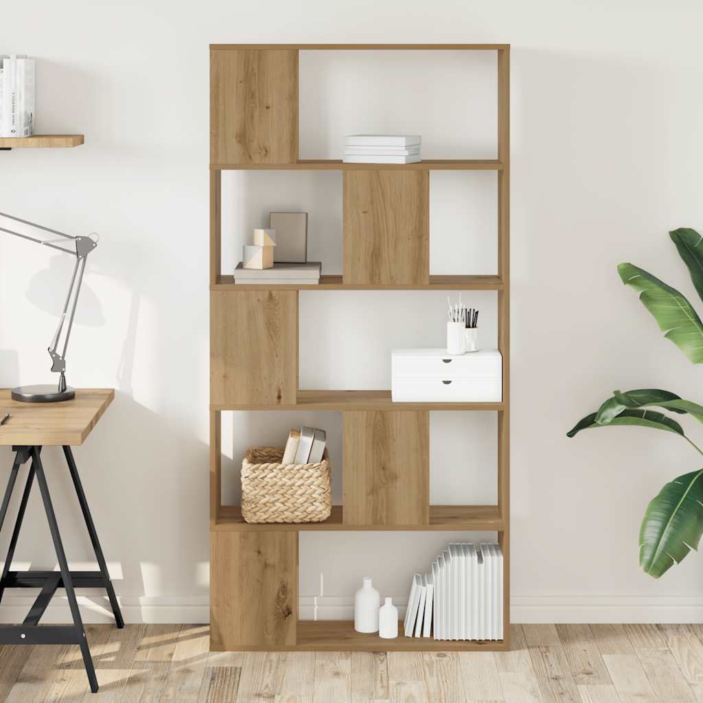 Boekenkast 5-laags 80,5x23,5x162,5 cm hout artisanaal eiken is nu te koop bij PeponiXL, paradijselijk wonen!