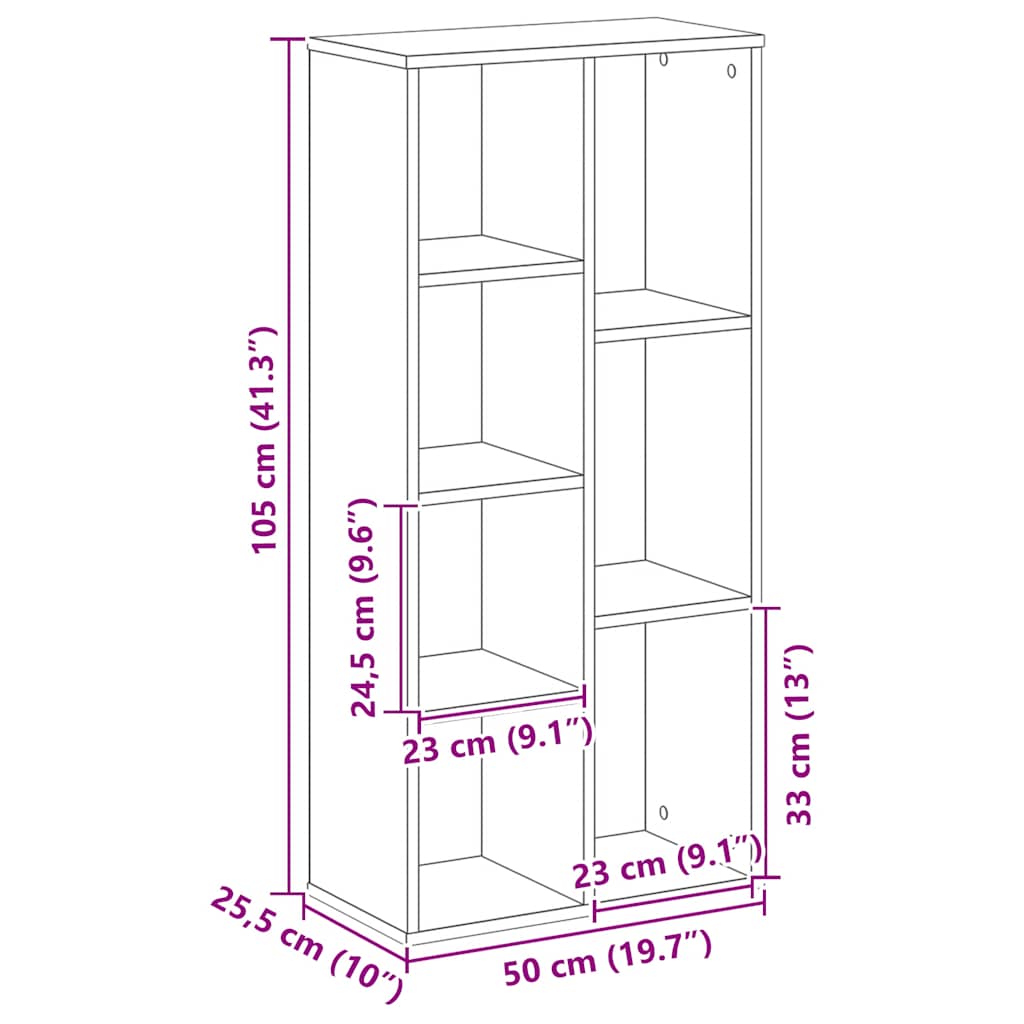 Boekenkast 50x25x105 cm bewerkt hout artisanaal eikenkleurig is nu te koop bij PeponiXL, paradijselijk wonen!
