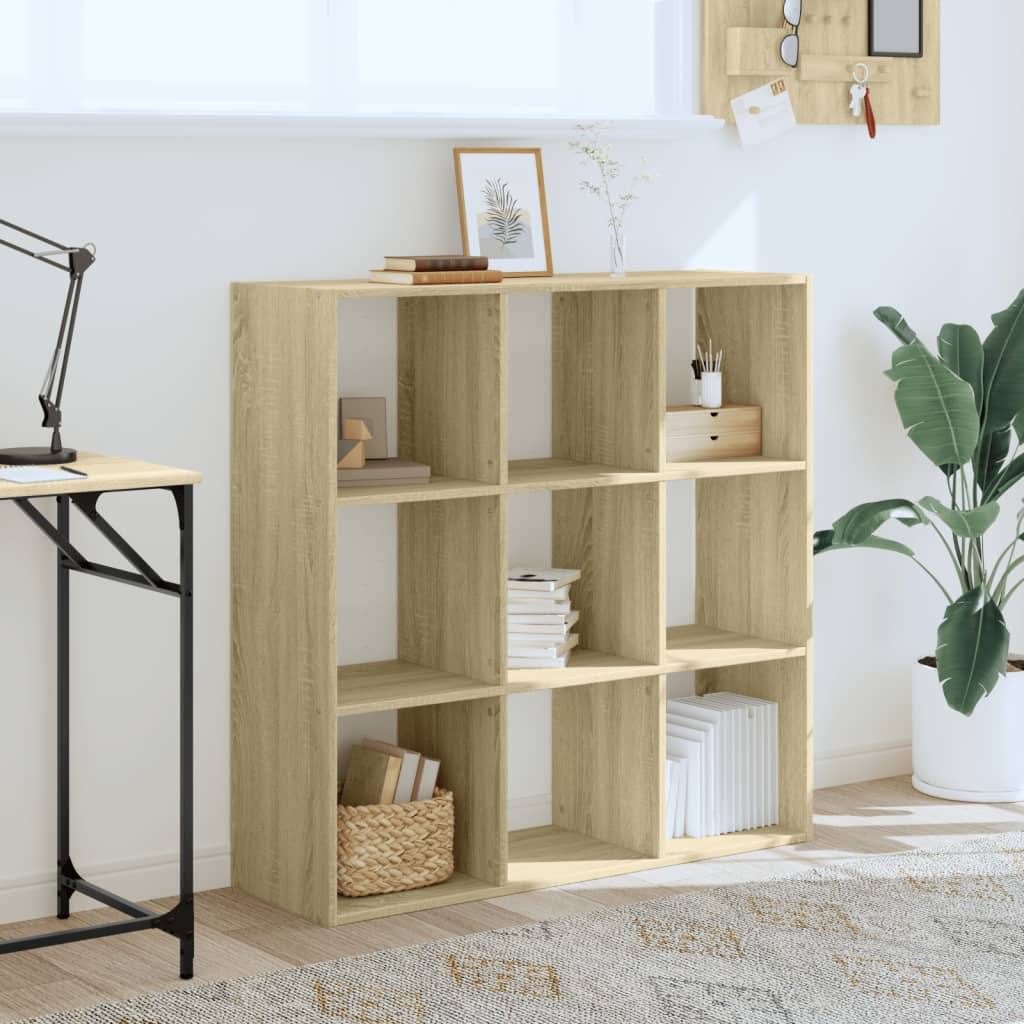 Boekenkast 102x32x102 cm bewerkt hout sonoma eikenkleurig is nu te koop bij PeponiXL, paradijselijk wonen!