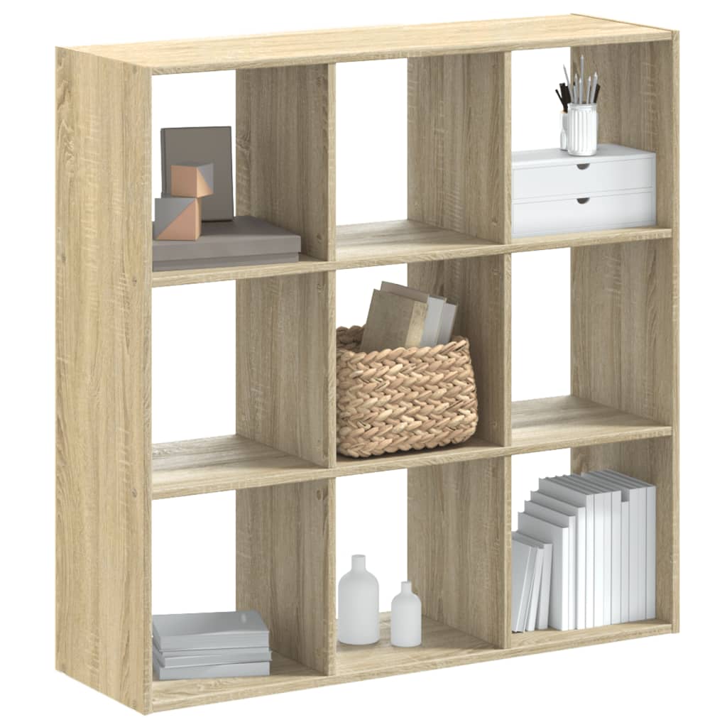 Boekenkast 102x32x102 cm bewerkt hout sonoma eikenkleurig is nu te koop bij PeponiXL, paradijselijk wonen!