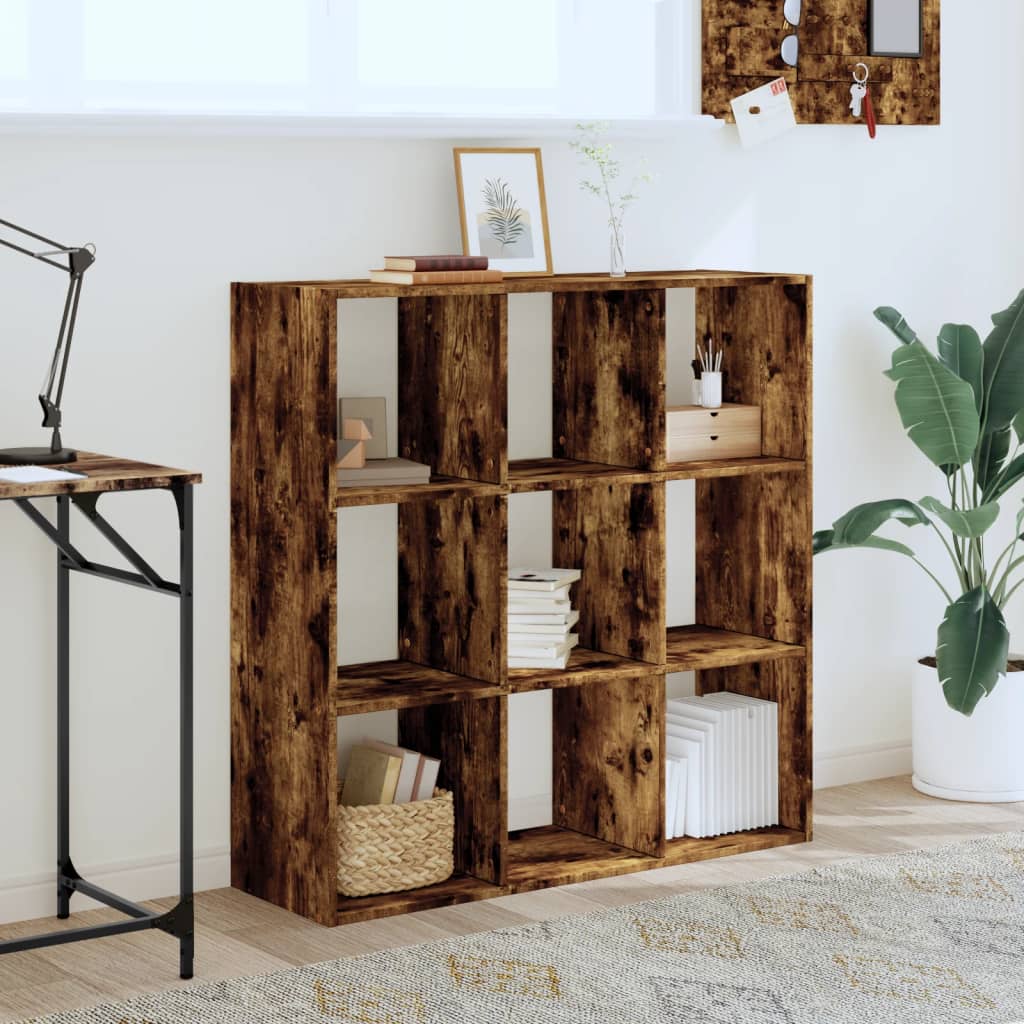 Boekenkast 102x32x102 cm bewerkt hout gerookt eikenkleurig is nu te koop bij PeponiXL, paradijselijk wonen!