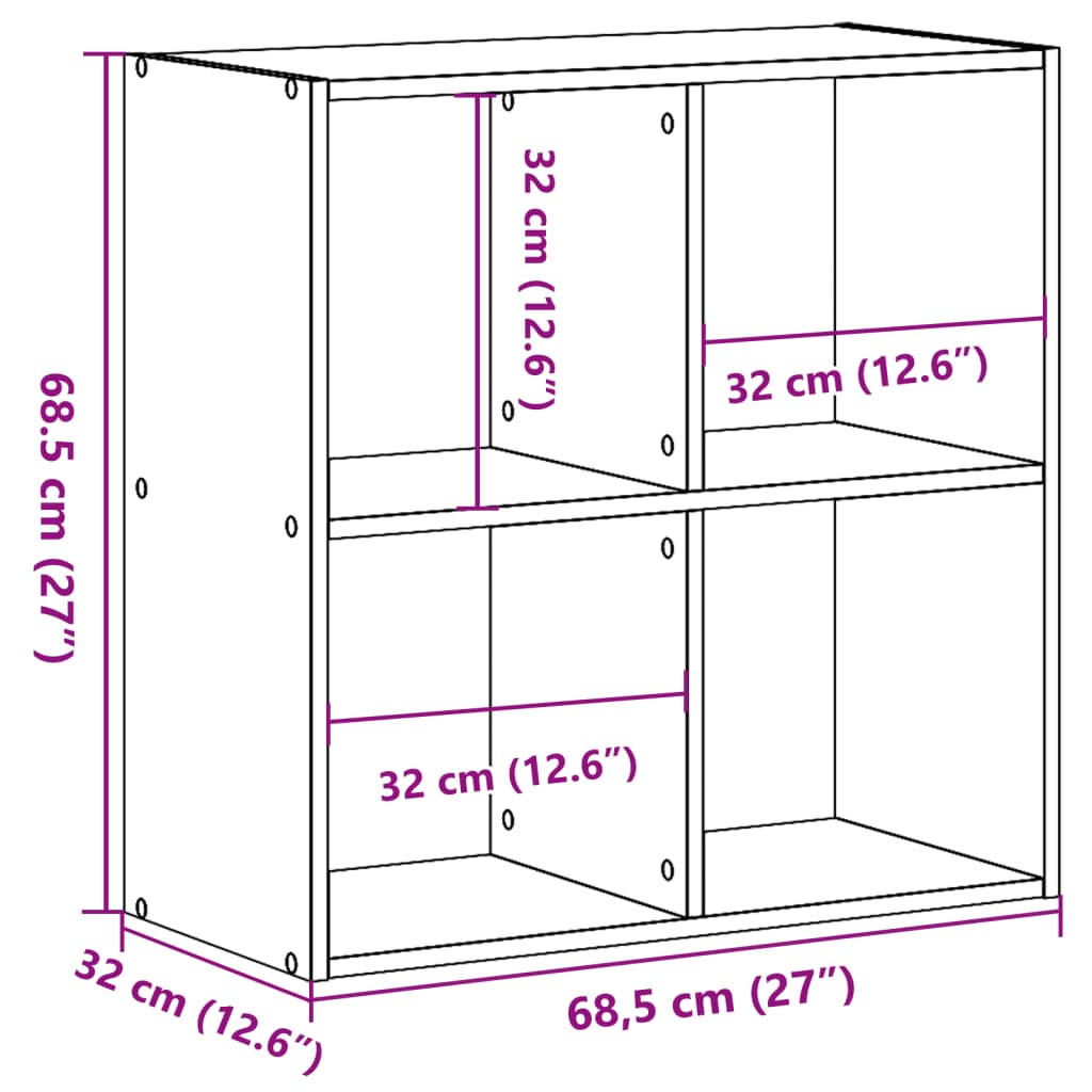 Boekenkast 68,5x32x68,5 cm bewerkt hout bruin eikenkleur is nu te koop bij PeponiXL, paradijselijk wonen!