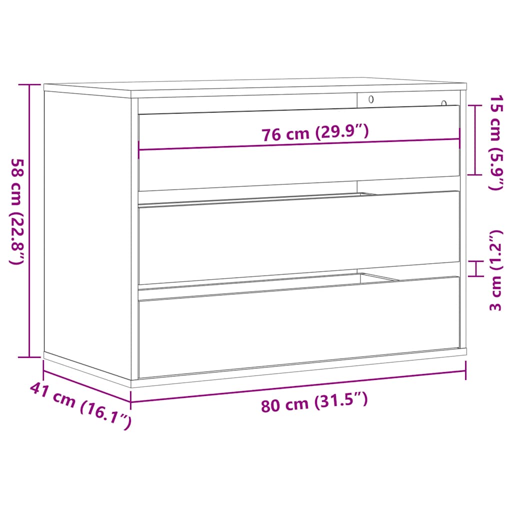 Ladekast 80x41x58 cm bewerkt hout zwart is nu te koop bij PeponiXL, paradijselijk wonen!