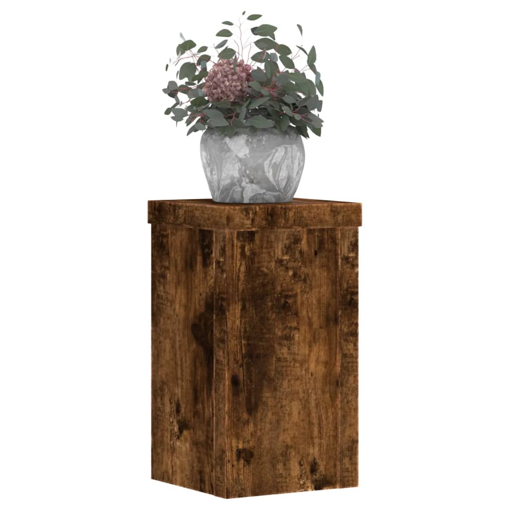 Plantenstandaards 2 st 10x10x18 cm bewerkt hout gerookt eiken is nu te koop bij PeponiXL, paradijselijk wonen!