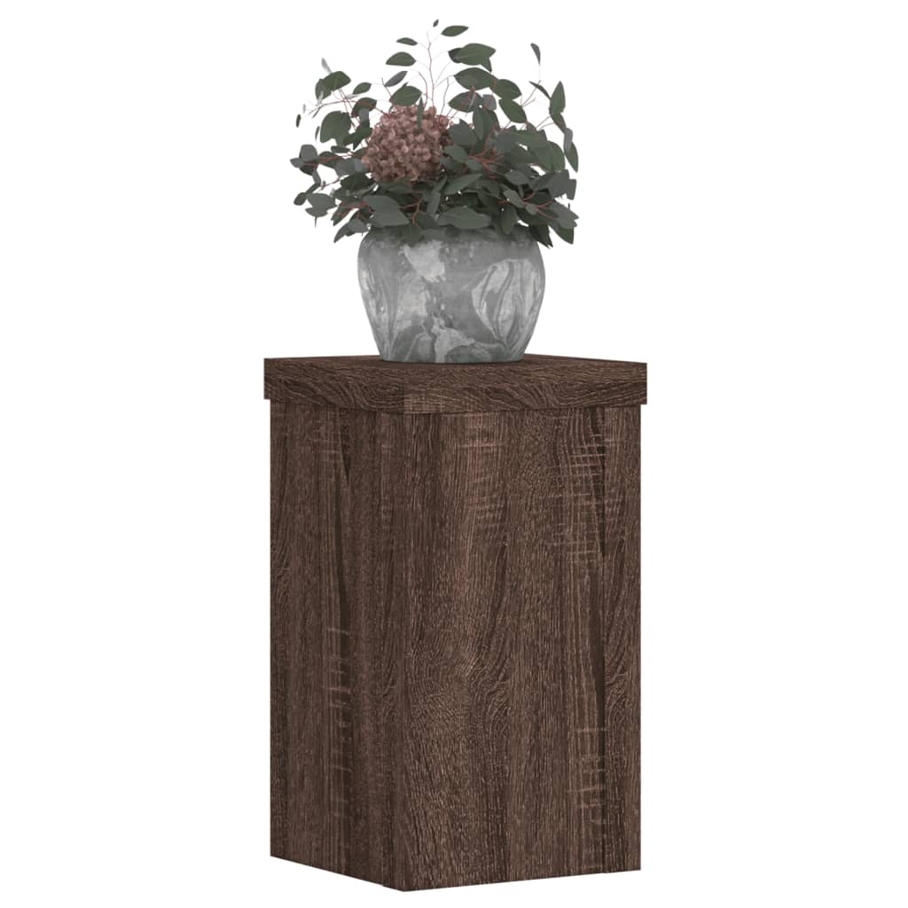 Plantenstandaards 2 st 10x10x18 cm bewerkt hout bruin eiken is nu te koop bij PeponiXL, paradijselijk wonen!