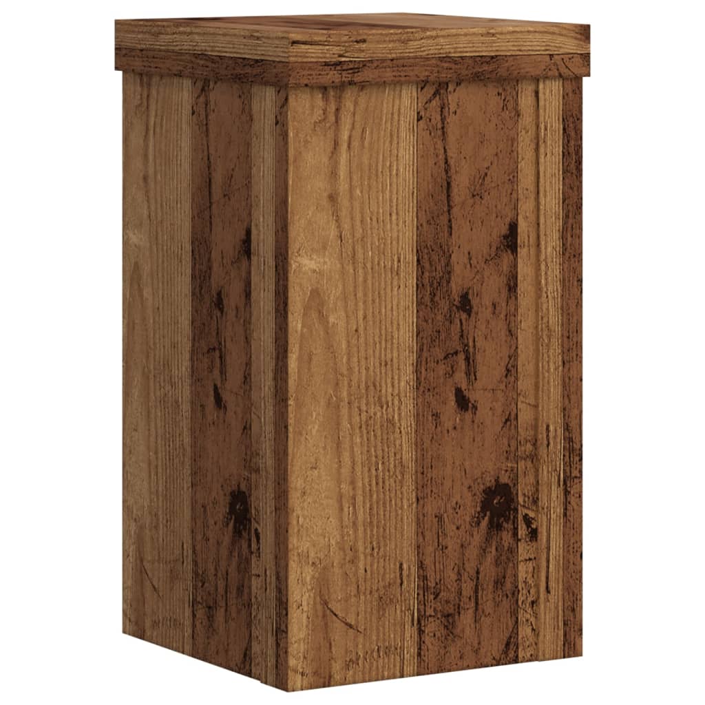 Plantenstandaards 2 st 10x10x18 cm bewerkt hout oud houtkleurig is nu te koop bij PeponiXL, paradijselijk wonen!