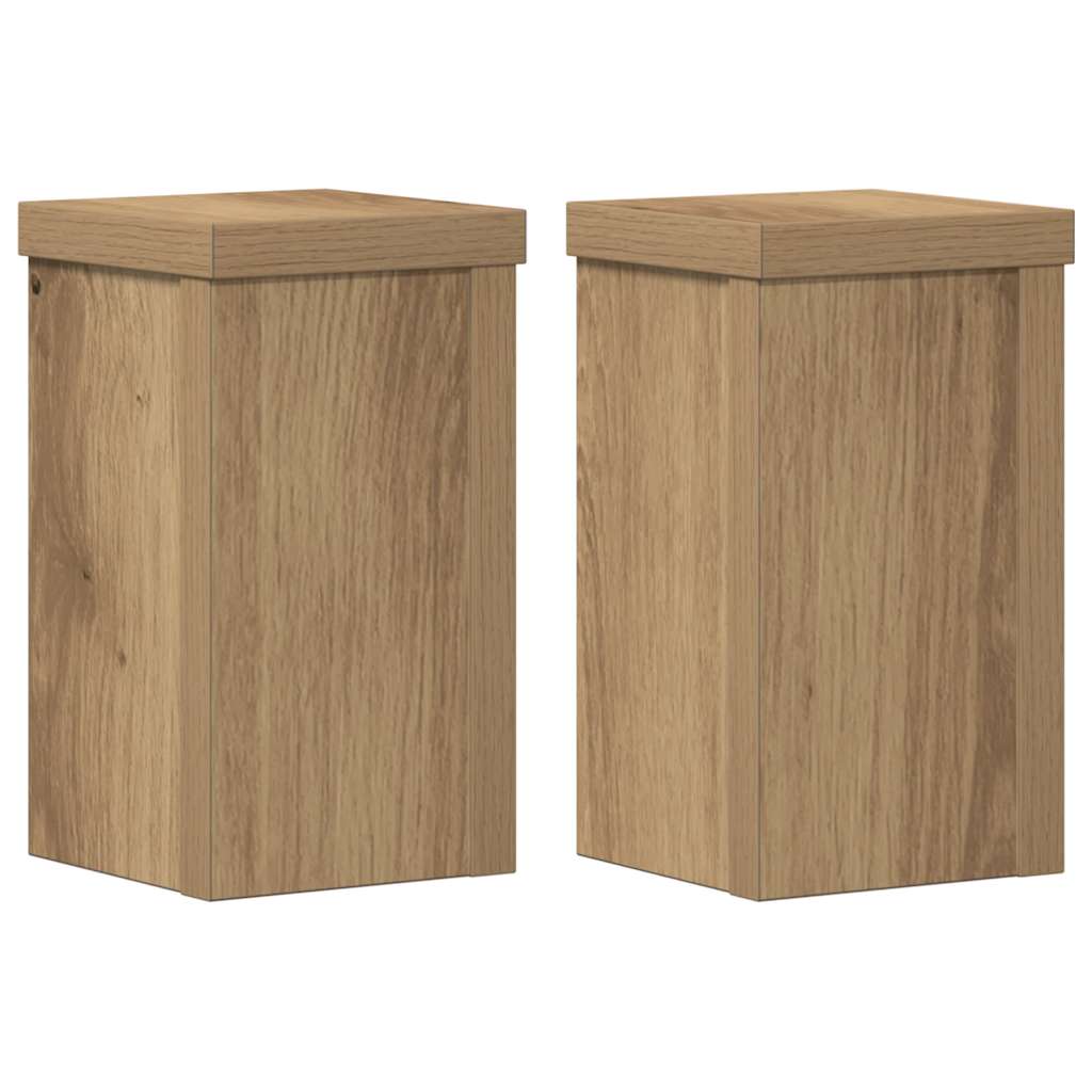 Plantenstandaards 2 st 10x10x18 cm hout artisanaal eiken is nu te koop bij PeponiXL, paradijselijk wonen!