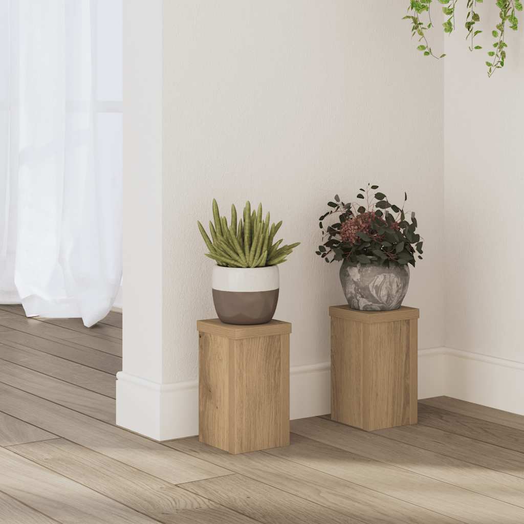 Plantenstandaards 2 st 10x10x18 cm hout artisanaal eiken is nu te koop bij PeponiXL, paradijselijk wonen!