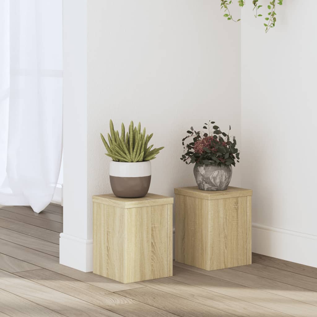 Plantenstandaards 2 st 15x15x20 cm bewerkt hout sonoma eiken is nu te koop bij PeponiXL, paradijselijk wonen!