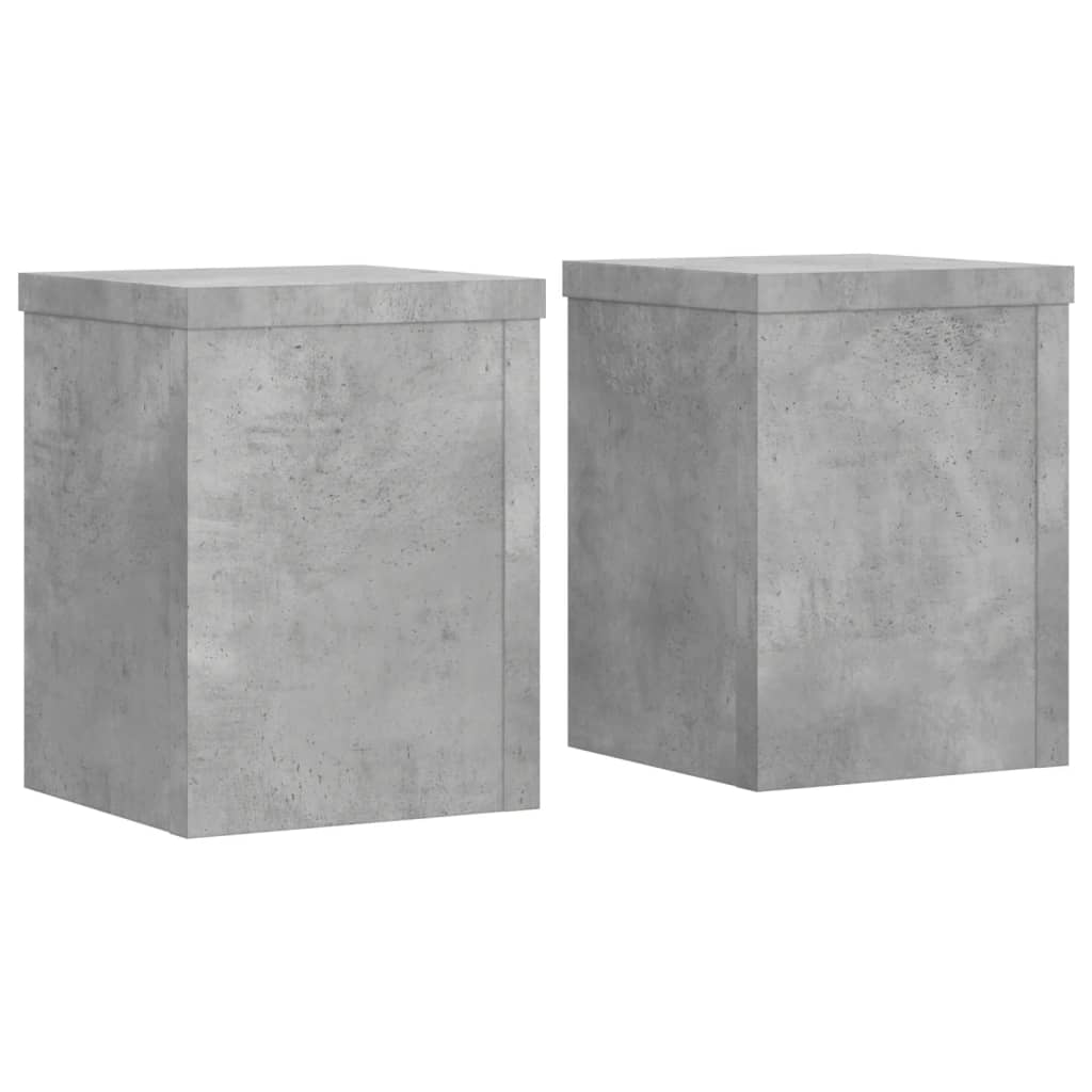 Plantenstandaards 2 st 15x15x20 cm bewerkt hout betongrijs is nu te koop bij PeponiXL, paradijselijk wonen!