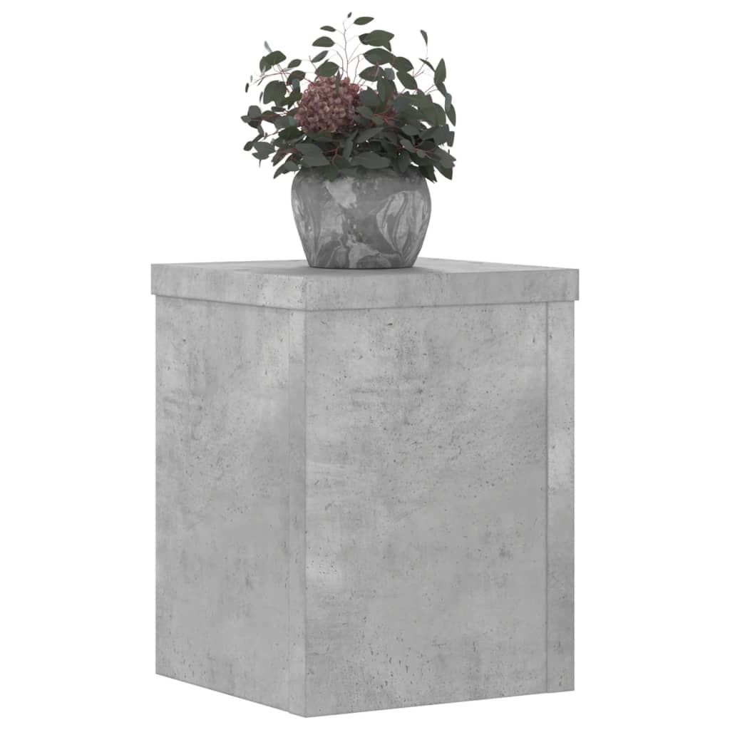 Plantenstandaards 2 st 15x15x20 cm bewerkt hout betongrijs is nu te koop bij PeponiXL, paradijselijk wonen!