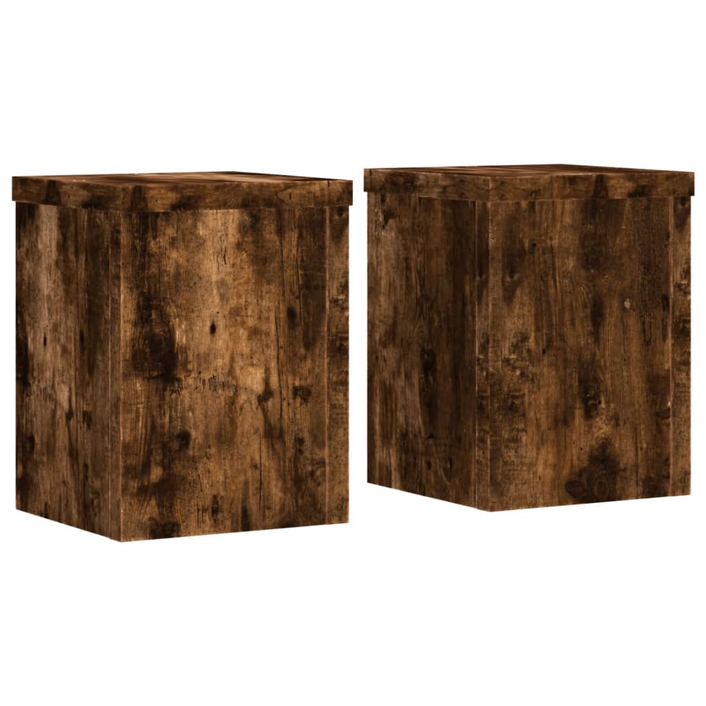 Plantenstandaards 2 st 15x15x20 cm bewerkt hout gerookt eiken is nu te koop bij PeponiXL, paradijselijk wonen!