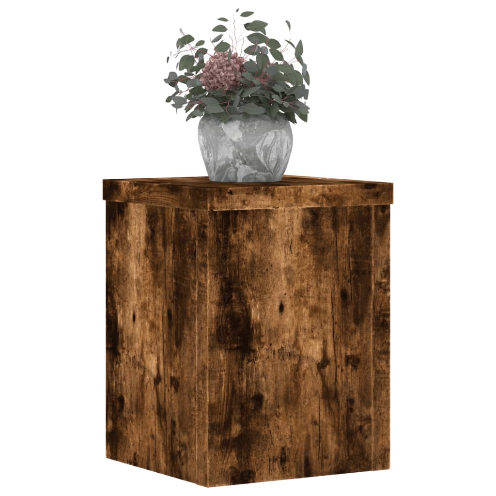Plantenstandaards 2 st 15x15x20 cm bewerkt hout gerookt eiken is nu te koop bij PeponiXL, paradijselijk wonen!