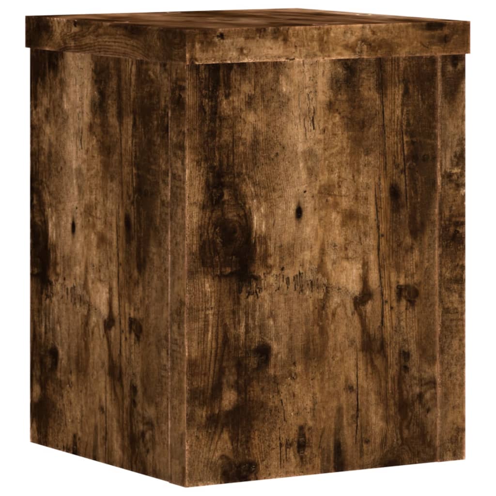 Plantenstandaards 2 st 15x15x20 cm bewerkt hout gerookt eiken is nu te koop bij PeponiXL, paradijselijk wonen!
