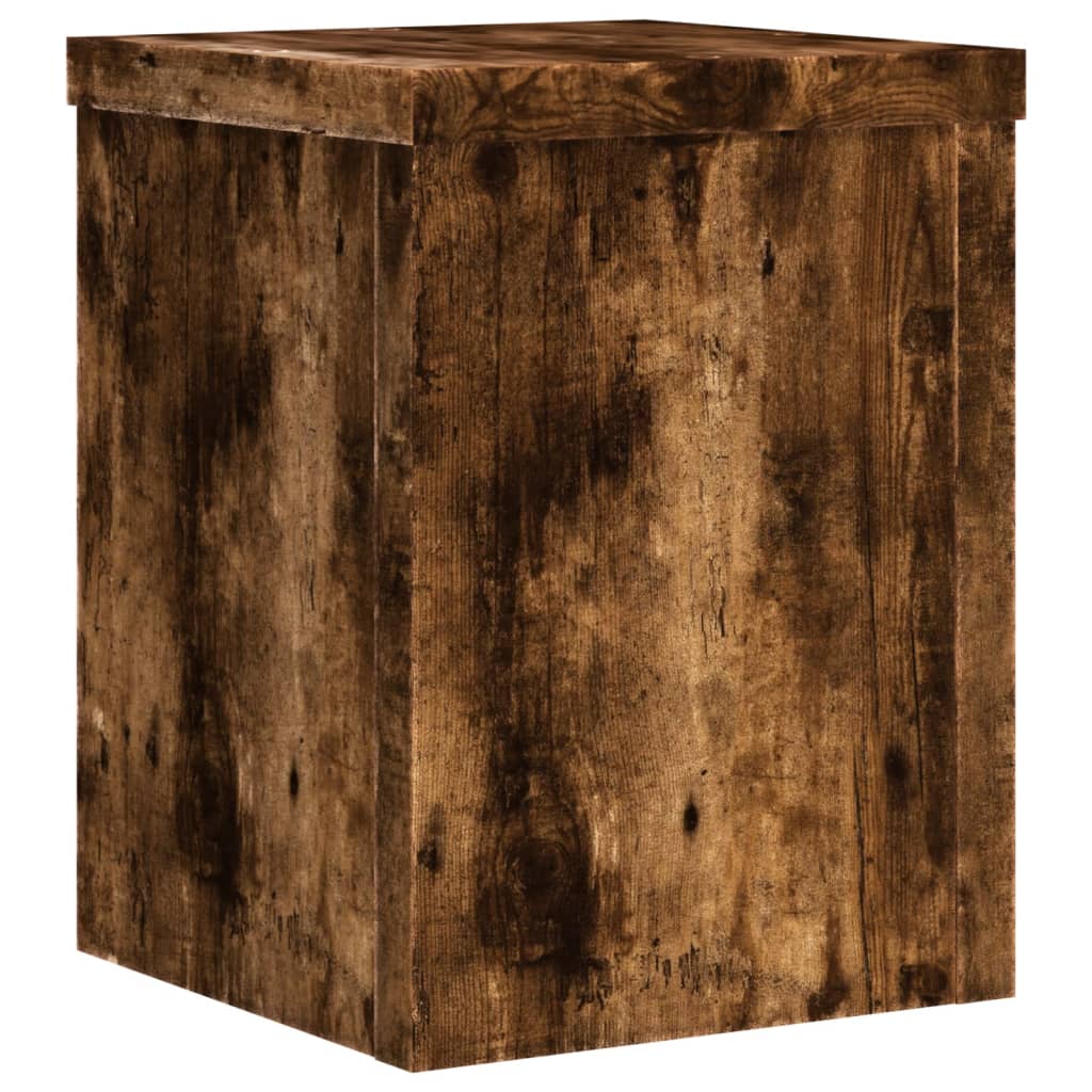 Plantenstandaards 2 st 15x15x20 cm bewerkt hout gerookt eiken is nu te koop bij PeponiXL, paradijselijk wonen!