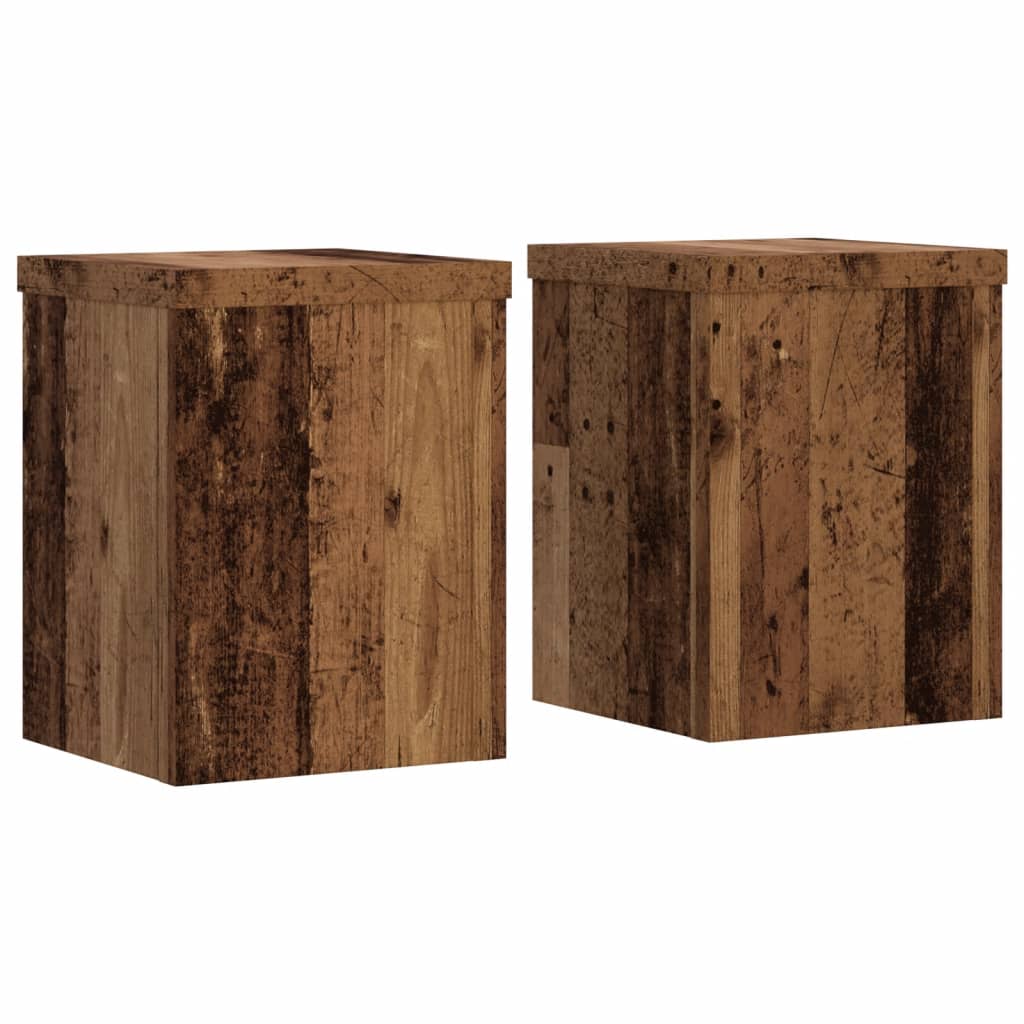 Plantenstandaards 2 st 15x15x20 cm bewerkt hout oud houtkleurig is nu te koop bij PeponiXL, paradijselijk wonen!