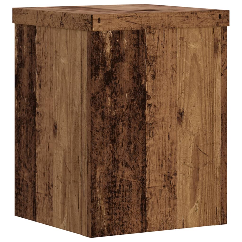 Plantenstandaards 2 st 15x15x20 cm bewerkt hout oud houtkleurig is nu te koop bij PeponiXL, paradijselijk wonen!