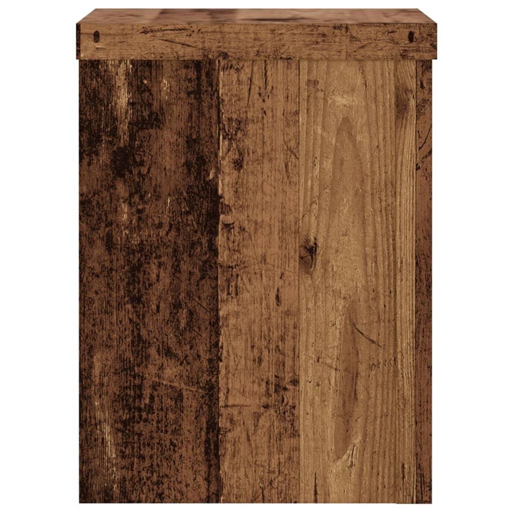 Plantenstandaards 2 st 15x15x20 cm bewerkt hout oud houtkleurig is nu te koop bij PeponiXL, paradijselijk wonen!