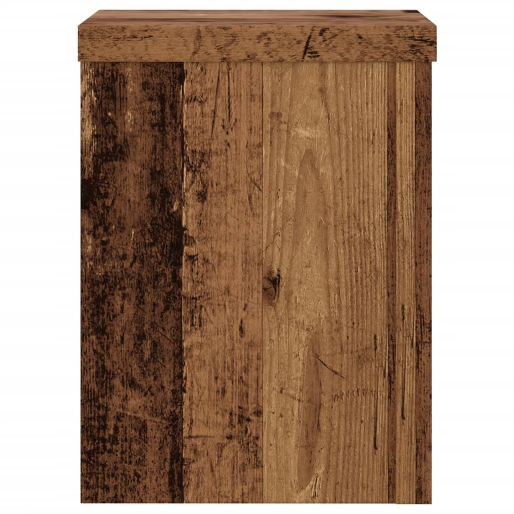 Plantenstandaards 2 st 15x15x20 cm bewerkt hout oud houtkleurig is nu te koop bij PeponiXL, paradijselijk wonen!