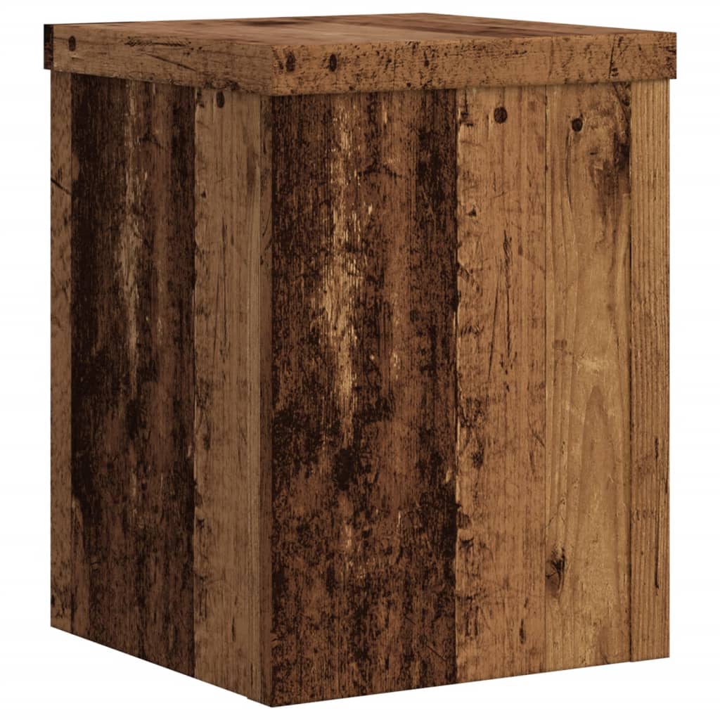 Plantenstandaards 2 st 15x15x20 cm bewerkt hout oud houtkleurig is nu te koop bij PeponiXL, paradijselijk wonen!