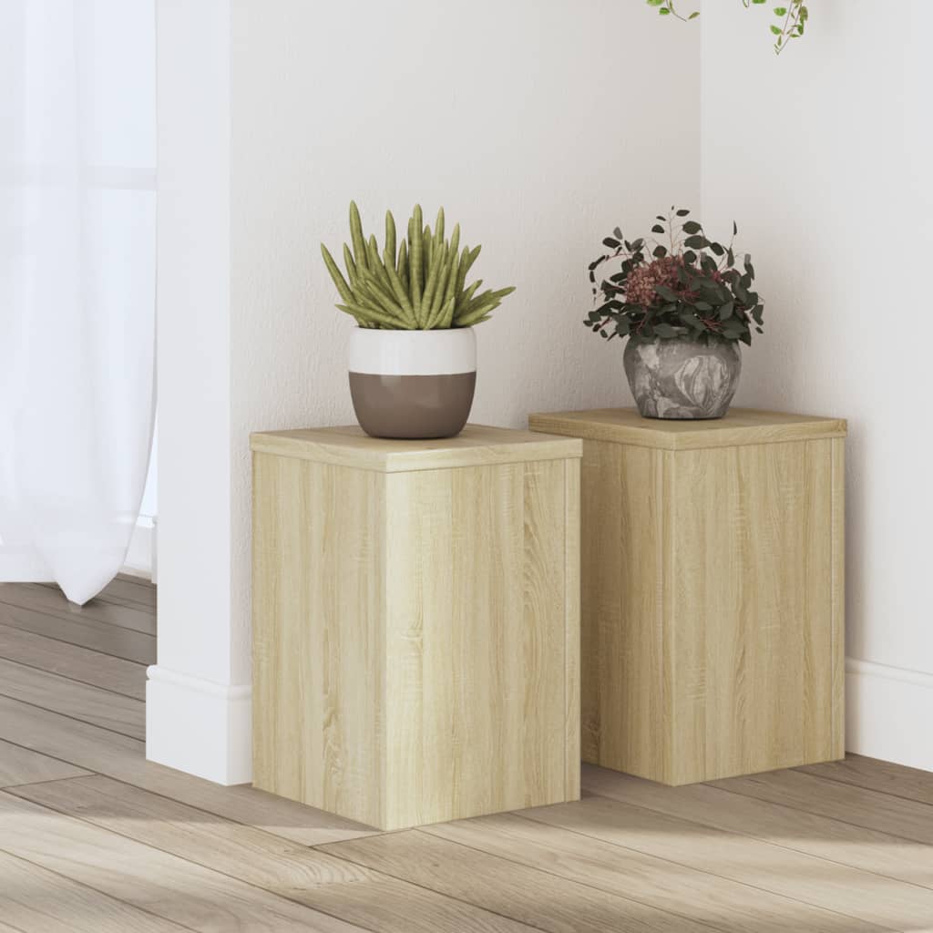 Plantenstandaards 2 st 20x20x30 cm bewerkt hout sonoma eiken is nu te koop bij PeponiXL, paradijselijk wonen!