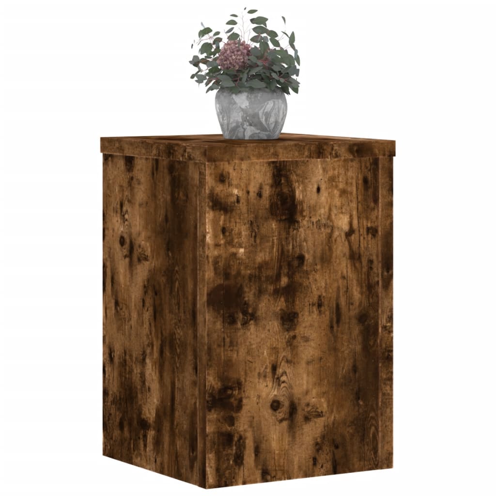 Plantenstandaards 2 st 20x20x30 cm bewerkt hout gerookt eiken is nu te koop bij PeponiXL, paradijselijk wonen!