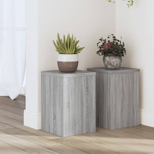 Plantenstandaards 2 st 20x20x30 cm bewerkt hout grijs sonoma is nu te koop bij PeponiXL, paradijselijk wonen!