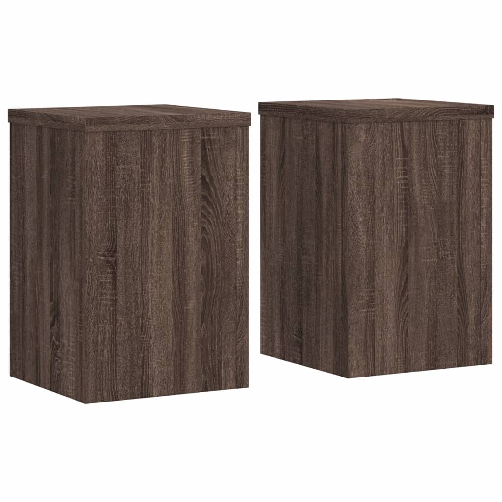 Plantenstandaards 2 st 20x20x30 cm bewerkt hout bruin eiken is nu te koop bij PeponiXL, paradijselijk wonen!