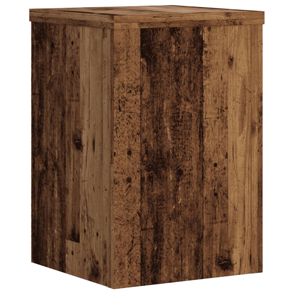Plantenstandaards 2 st 20x20x30 cm bewerkt hout oud houtkleurig is nu te koop bij PeponiXL, paradijselijk wonen!