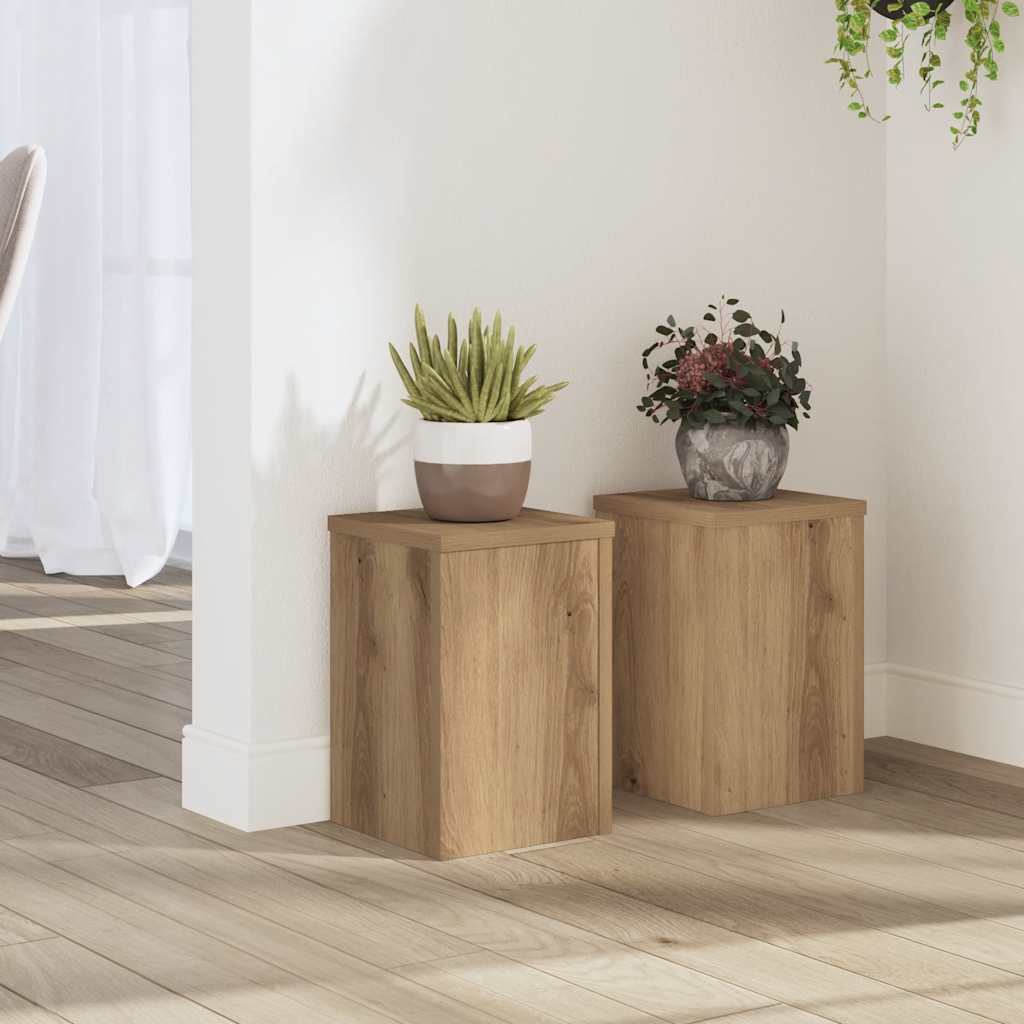 Plantenstandaards 2 st 20x20x30 cm hout artisanaal eiken is nu te koop bij PeponiXL, paradijselijk wonen!
