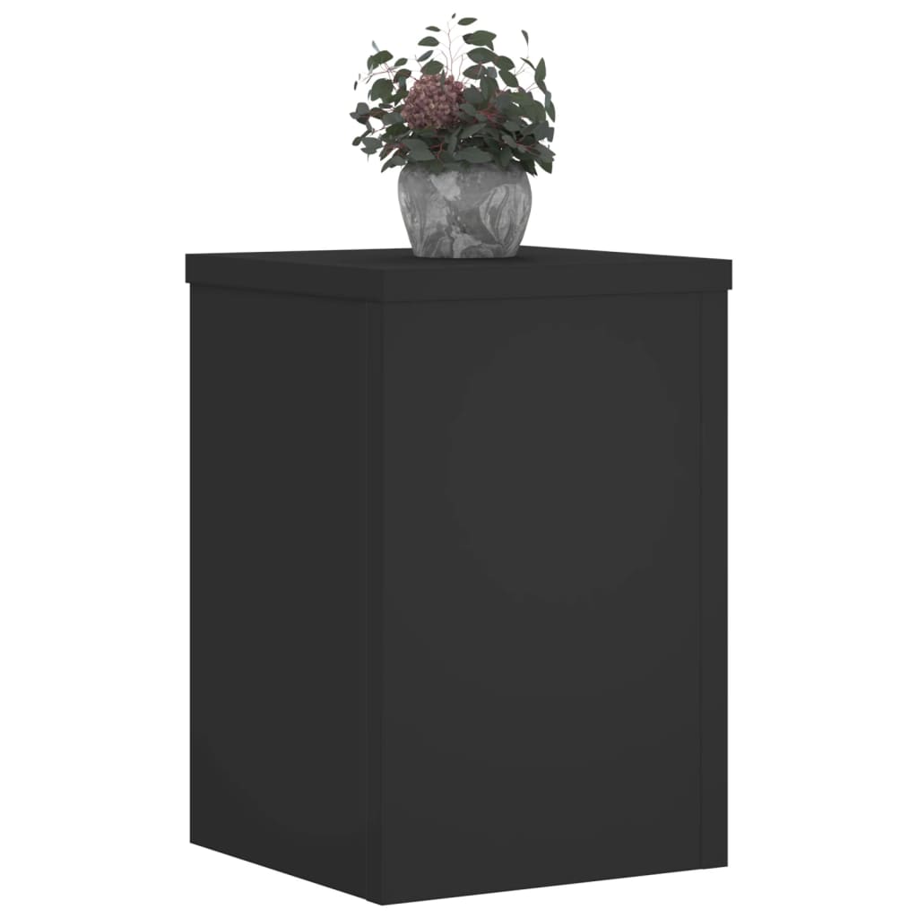 Plantenstandaards 2 st 25x25x35 cm bewerkt hout zwart is nu te koop bij PeponiXL, paradijselijk wonen!