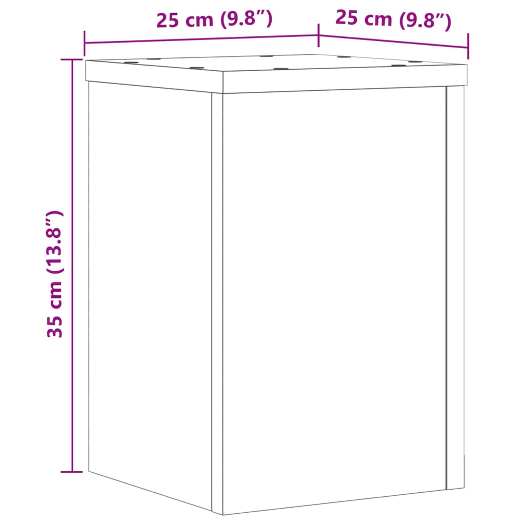 Plantenstandaards 2 st 25x25x35 cm bewerkt hout sonoma eiken is nu te koop bij PeponiXL, paradijselijk wonen!