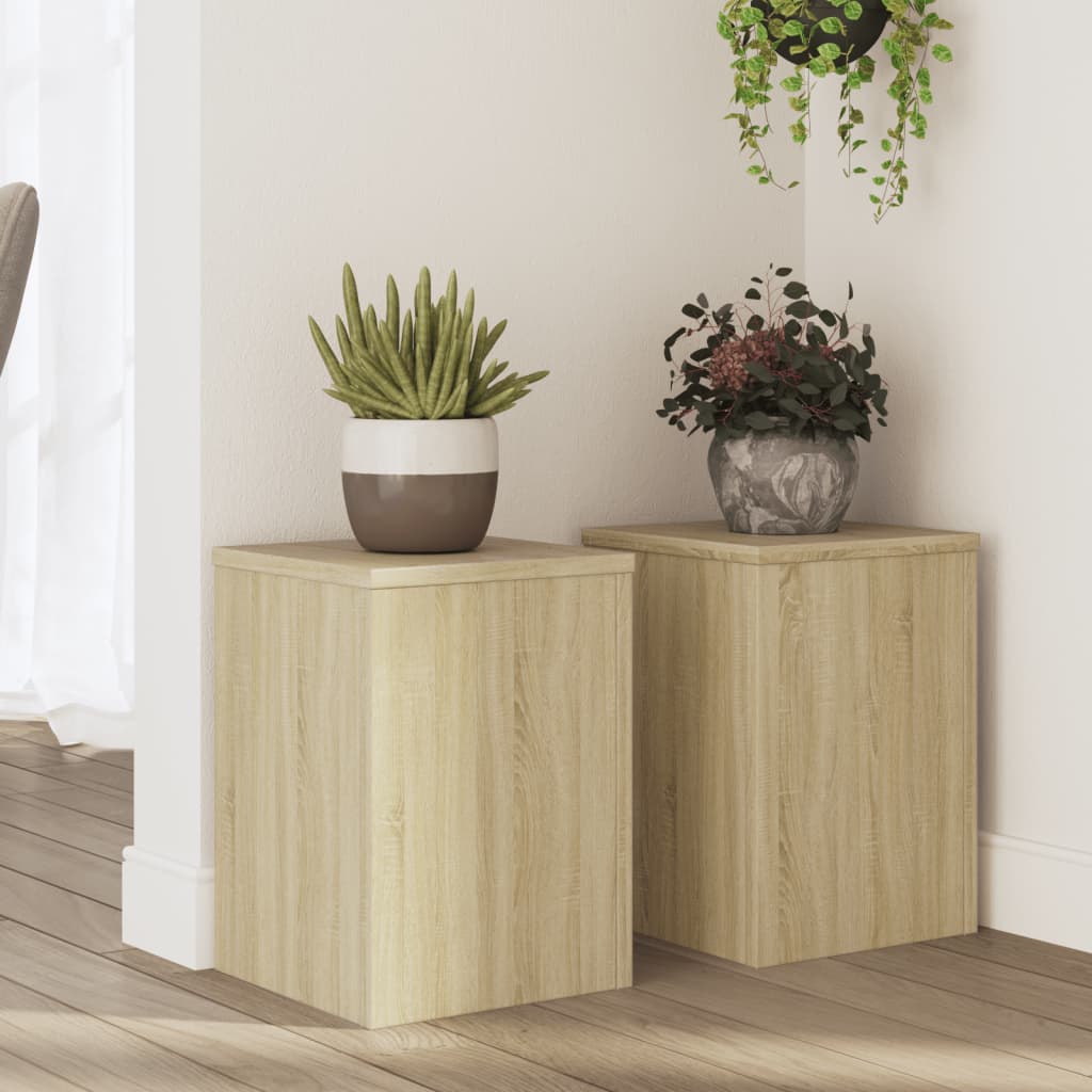 Plantenstandaards 2 st 25x25x35 cm bewerkt hout sonoma eiken is nu te koop bij PeponiXL, paradijselijk wonen!