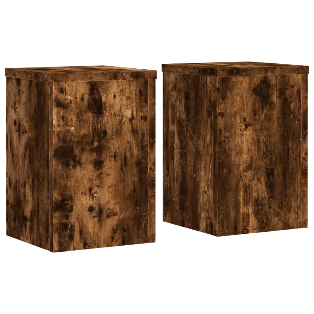 Plantenstandaards 2 st 25x25x35 cm bewerkt hout gerookt eiken is nu te koop bij PeponiXL, paradijselijk wonen!