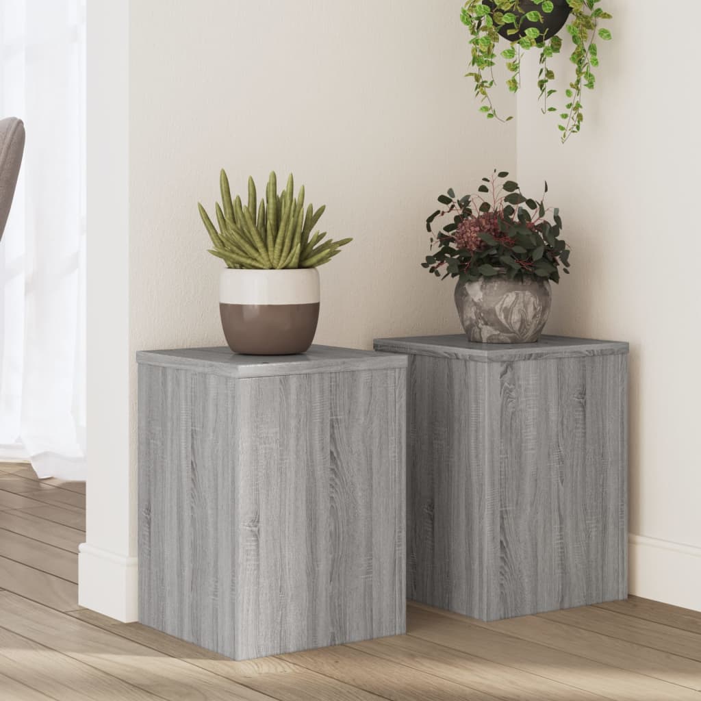 Plantenstandaards 2 st 25x25x35 cm bewerkt hout grijs sonoma is nu te koop bij PeponiXL, paradijselijk wonen!